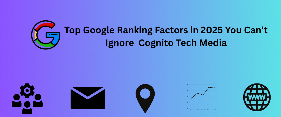 Illustration of key Google SEO ranking factors in 2025 with mobile optimization, page speed, and content quality elements
